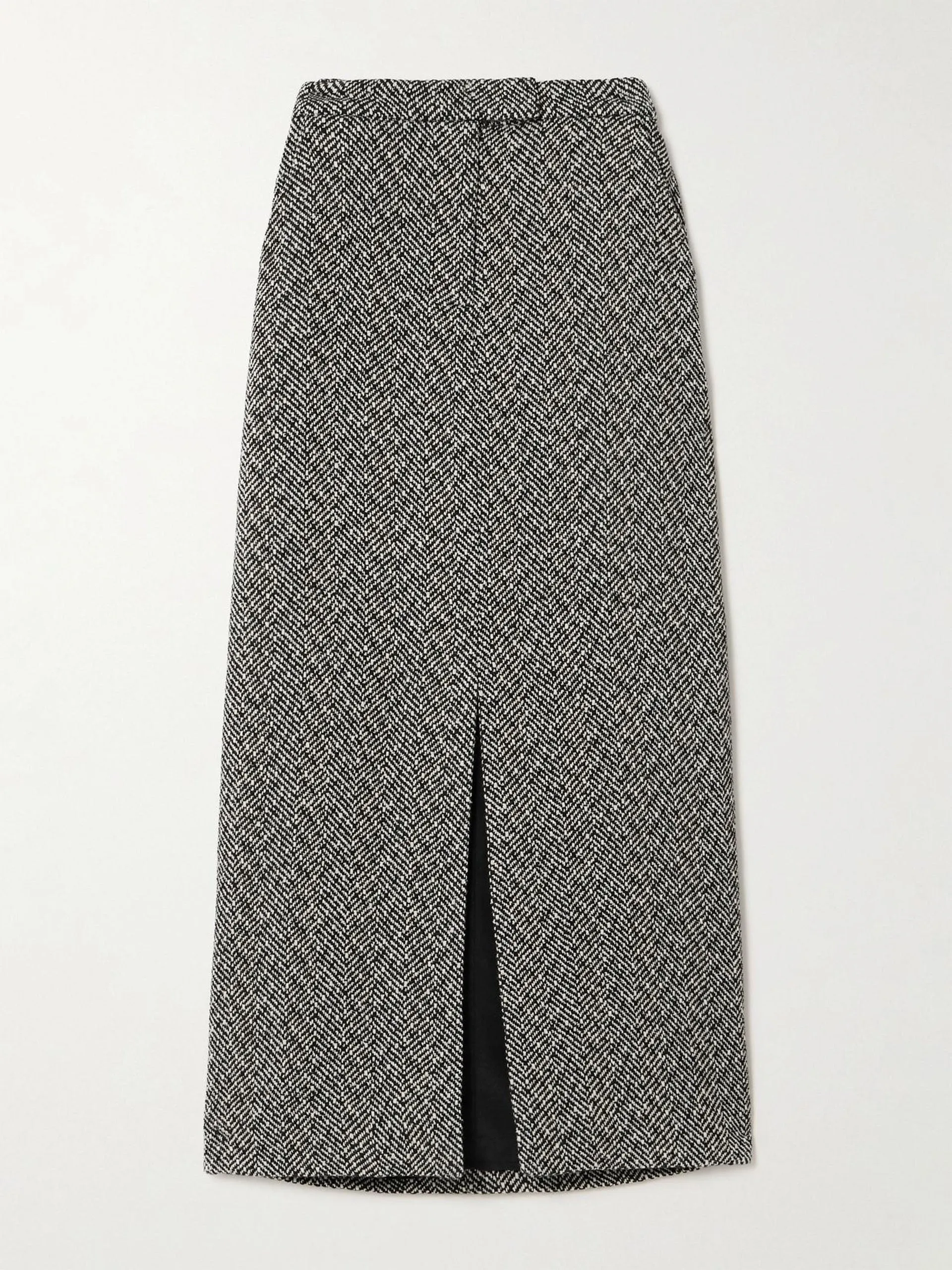 Herringbone tweed midi skirt