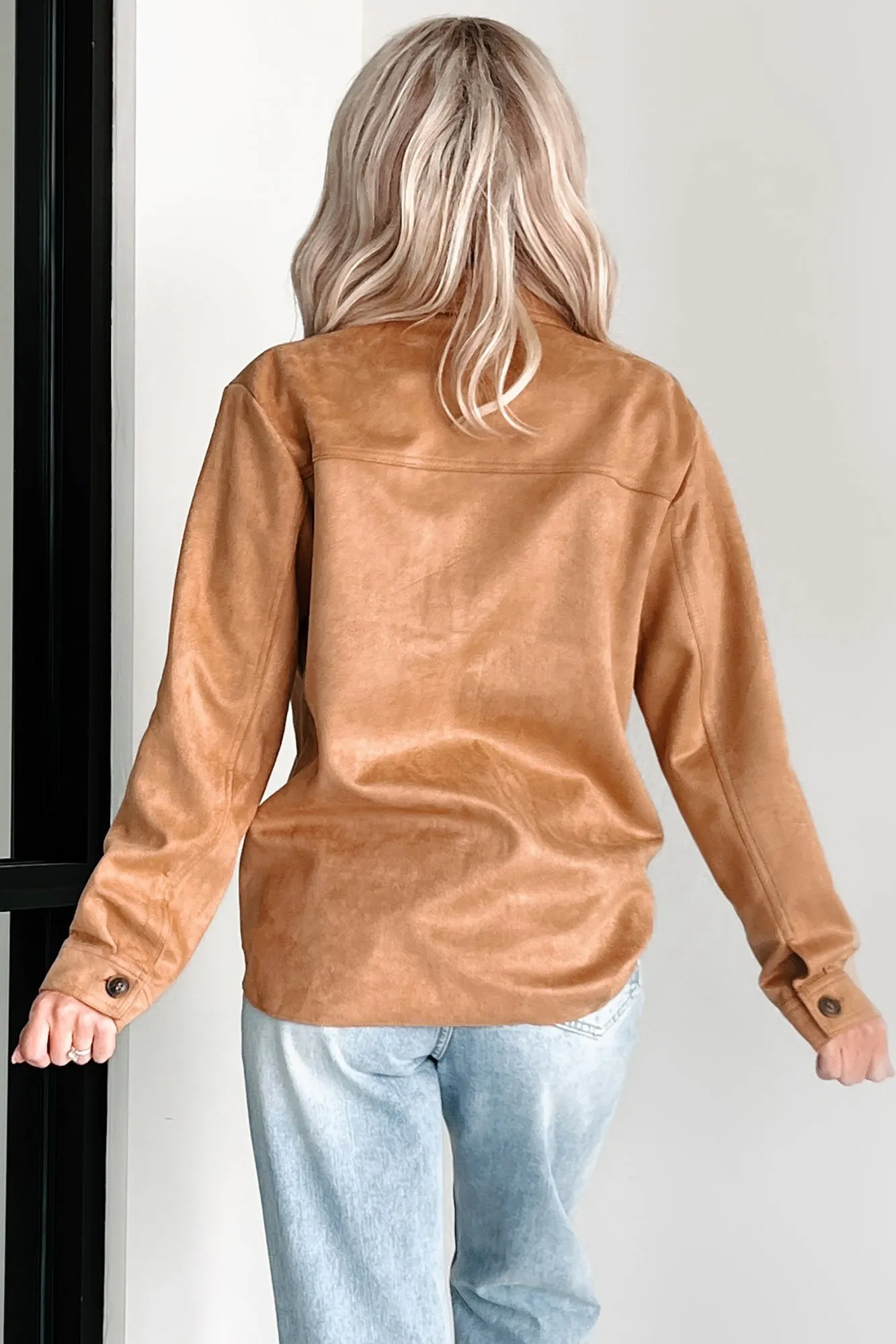 Hiding In Plain Sight Faux Suede Shacket (Camel)