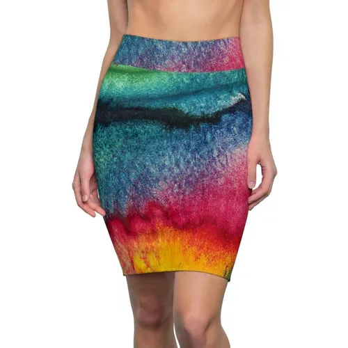 High Waist Womens Pencil Skirt - Contour Stretch, Multicolor