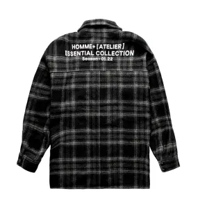 HOMME  Heavyweight Flannel Overshirt Black/Grey Plaid