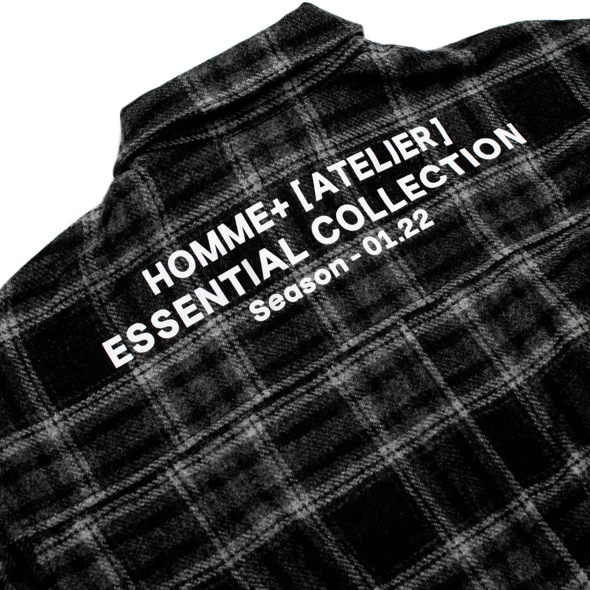 HOMME  Heavyweight Flannel Overshirt Black/Grey Plaid