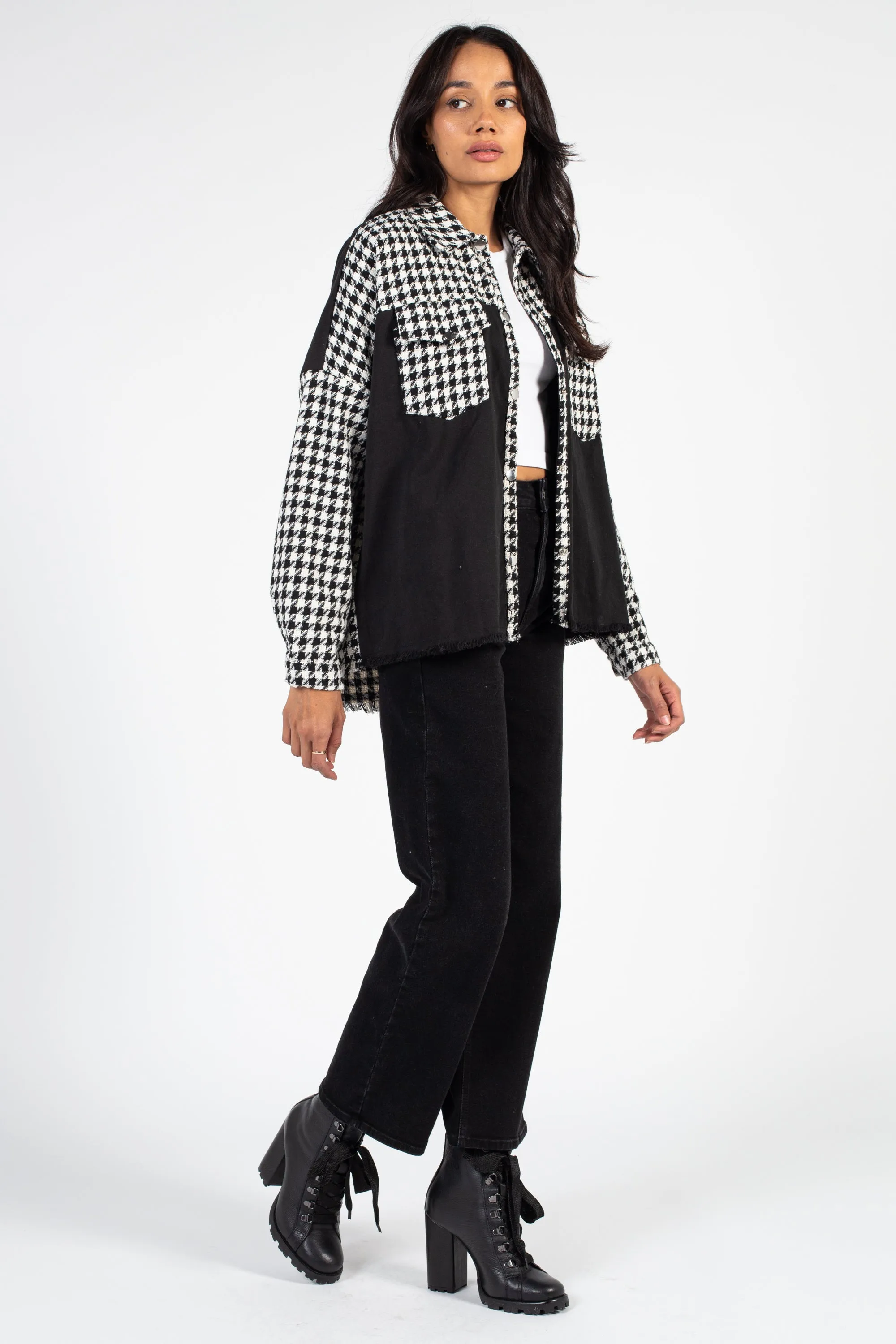 Jessie Collared Houndstooth Jacket