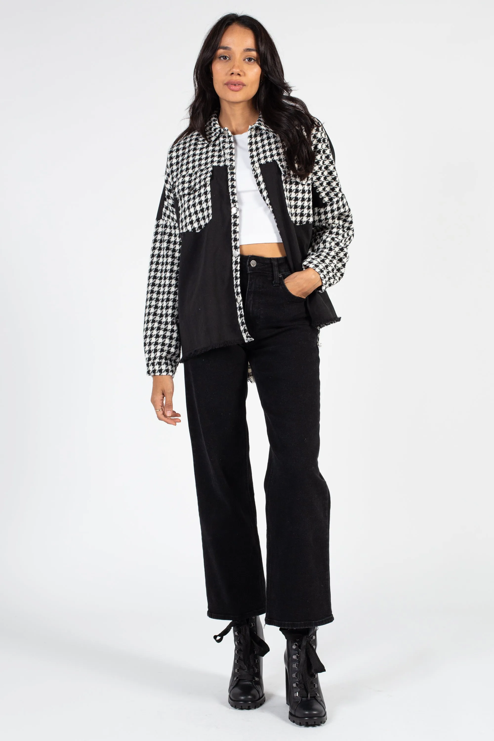 Jessie Collared Houndstooth Jacket