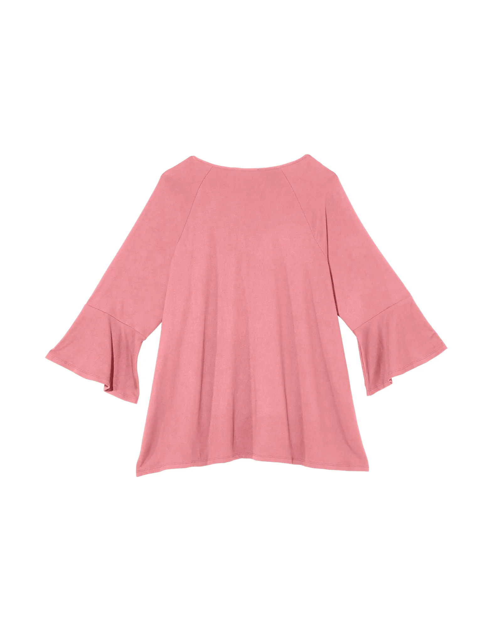 Julia Long Flare Sleeve Keyhole Knit Top | Pink