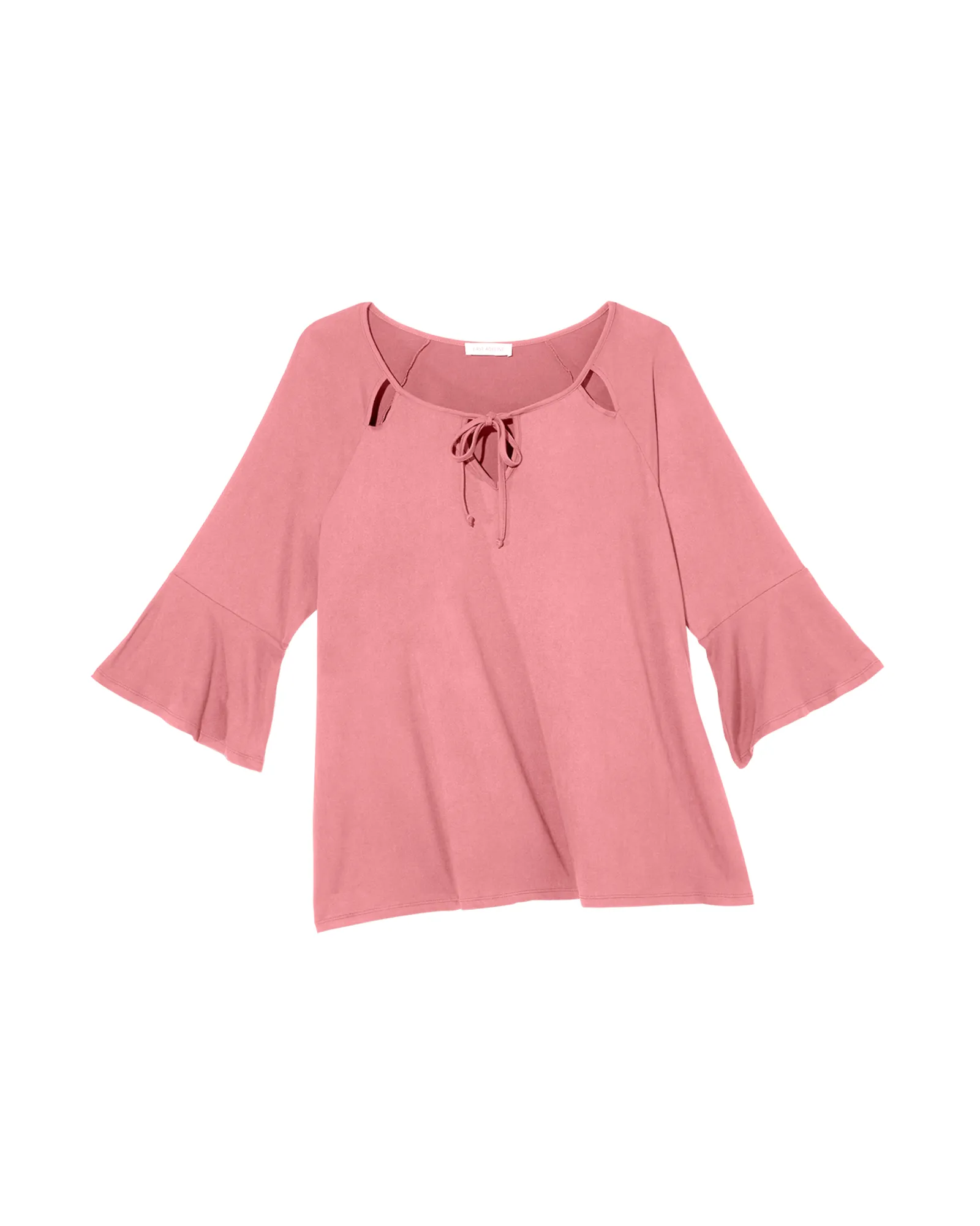 Julia Long Flare Sleeve Keyhole Knit Top | Pink