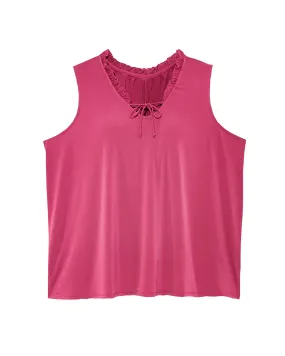 Kay Sleeveless Ruffle Neck Top | Magenta / Magenta