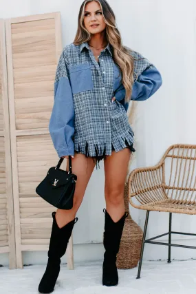 Keep On Coming Plaid Shacket (Blue)