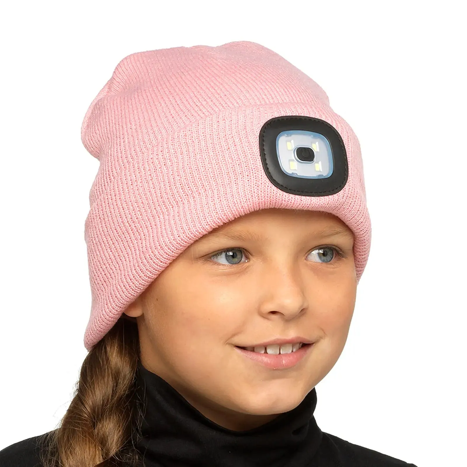 Kids Soft Knit Beanie Hat Rechargeable LED Light Adjustable