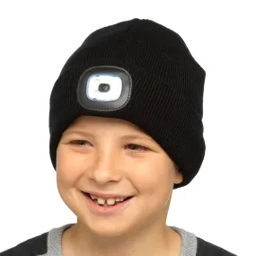 Kids Soft Knit Beanie Hat Rechargeable LED Light Adjustable