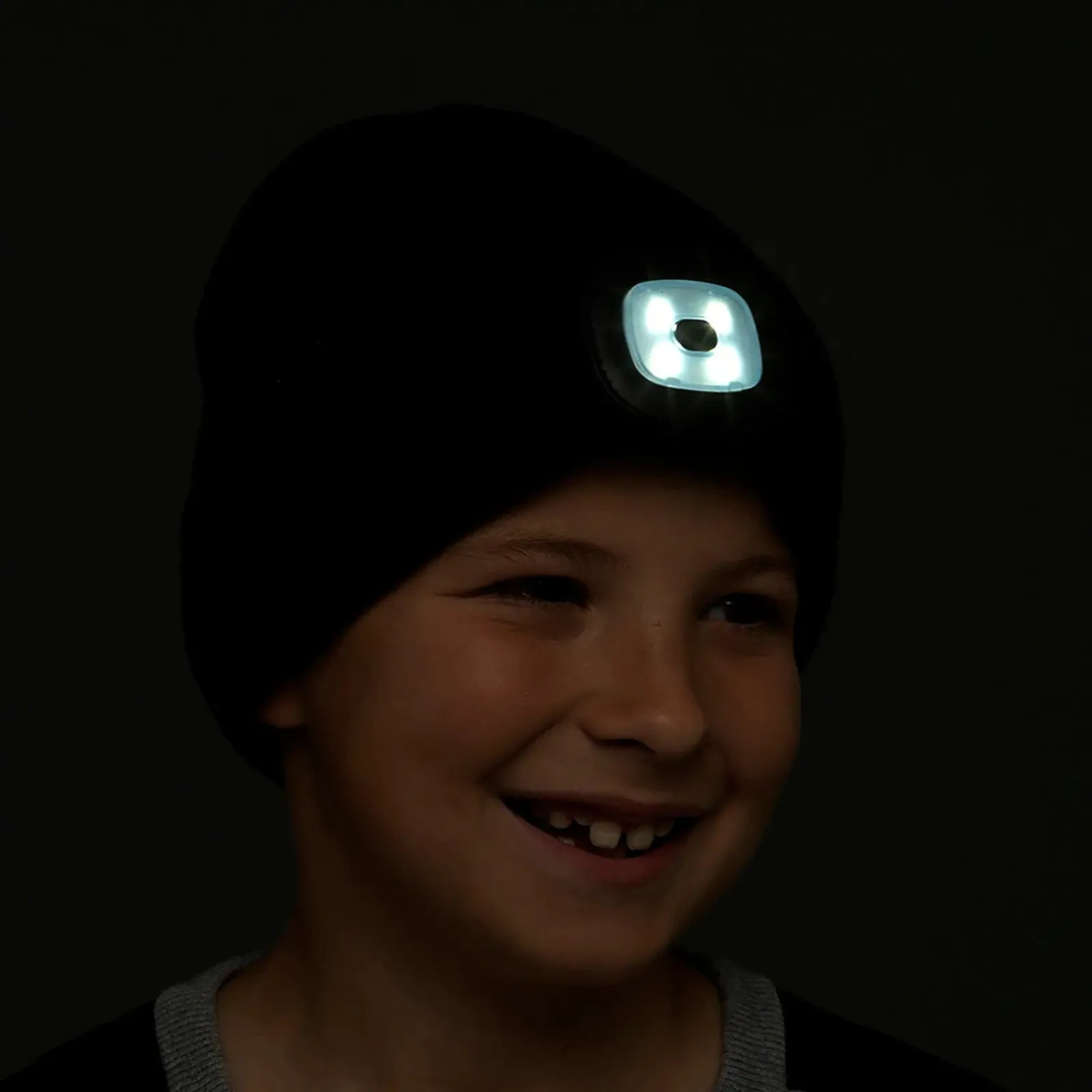 Kids Soft Knit Beanie Hat Rechargeable LED Light Adjustable