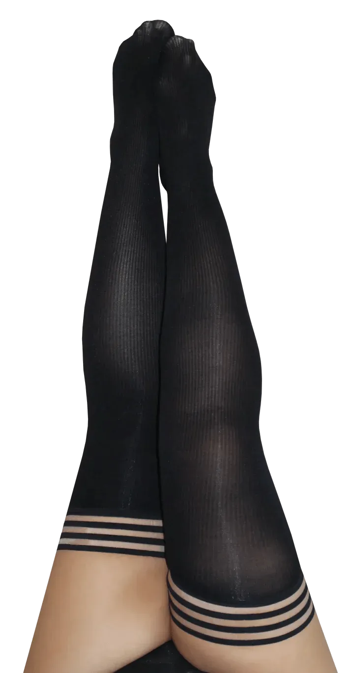 Kix'ies Dana Lynn Black Ribbed Thigh Highs