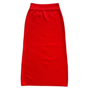 KNIT PENCIL MIDI SKIRT - POPPY