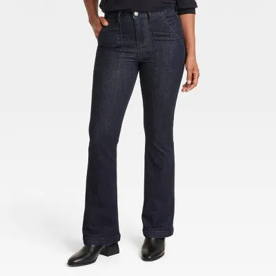 Knox Rose Women's High Rise Standard Fit Full Flare Jeans Heavyweight