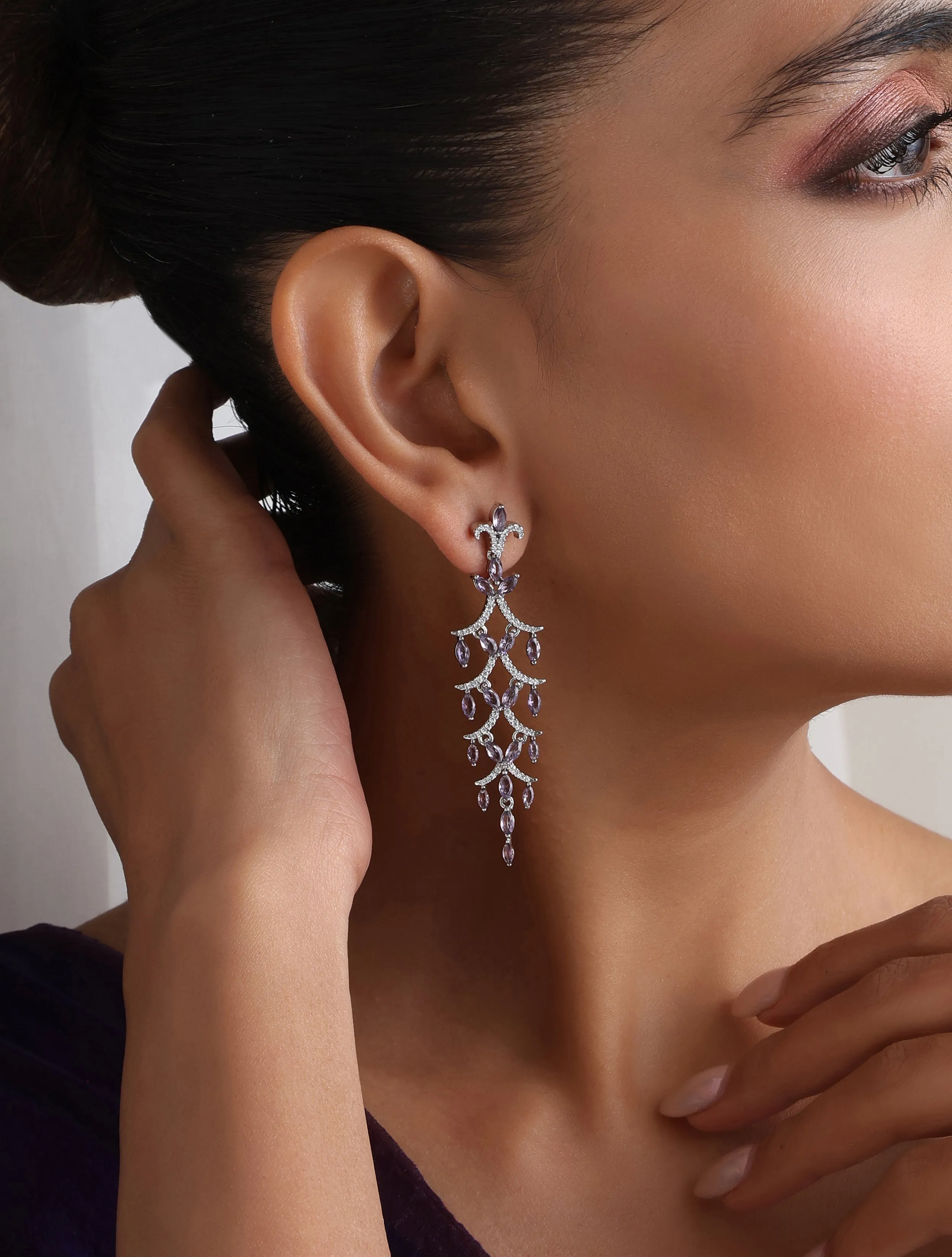 Mauve Tree Long Earring