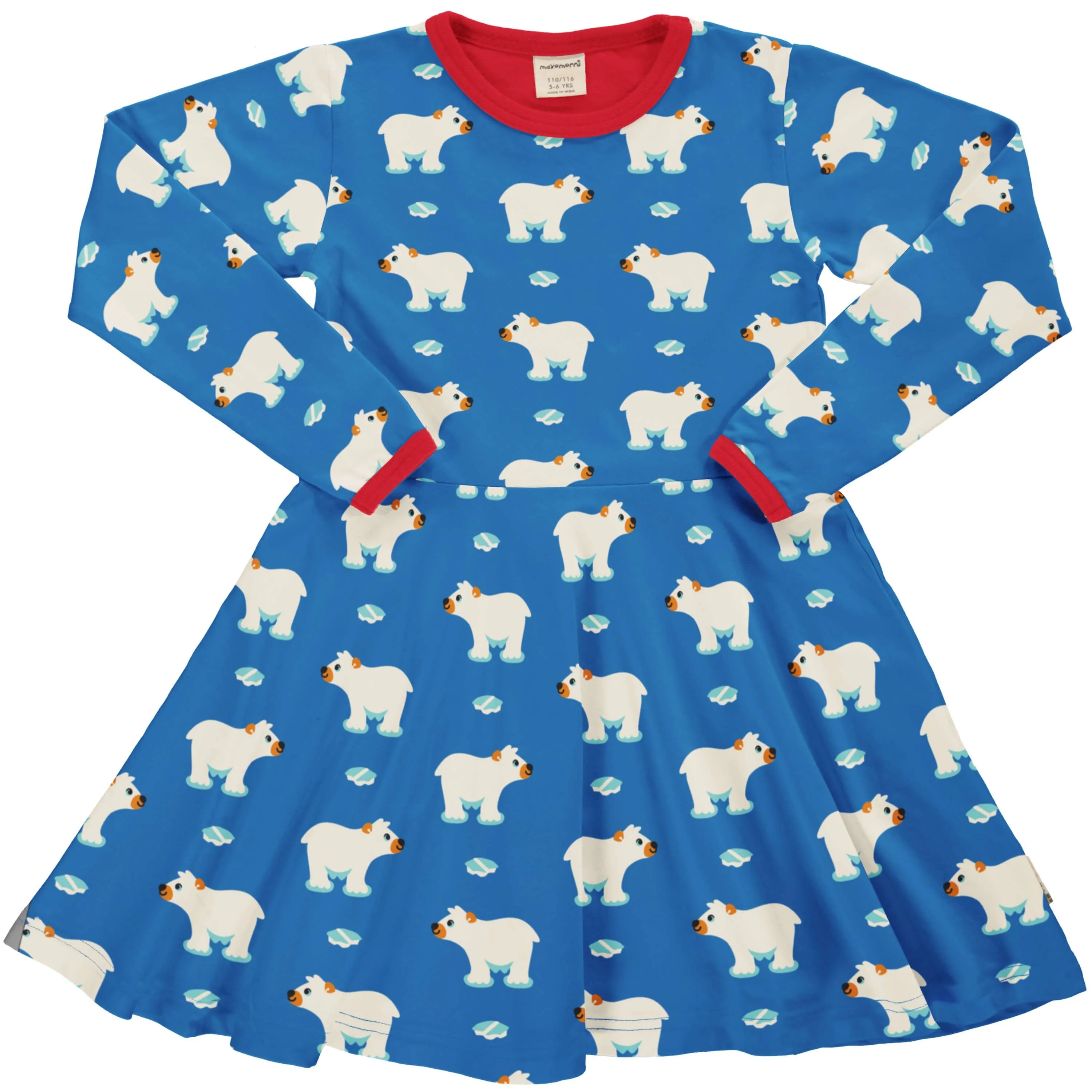 Maxomorra Ice Bear Organic Cotton Long Sleeved Circle Dress