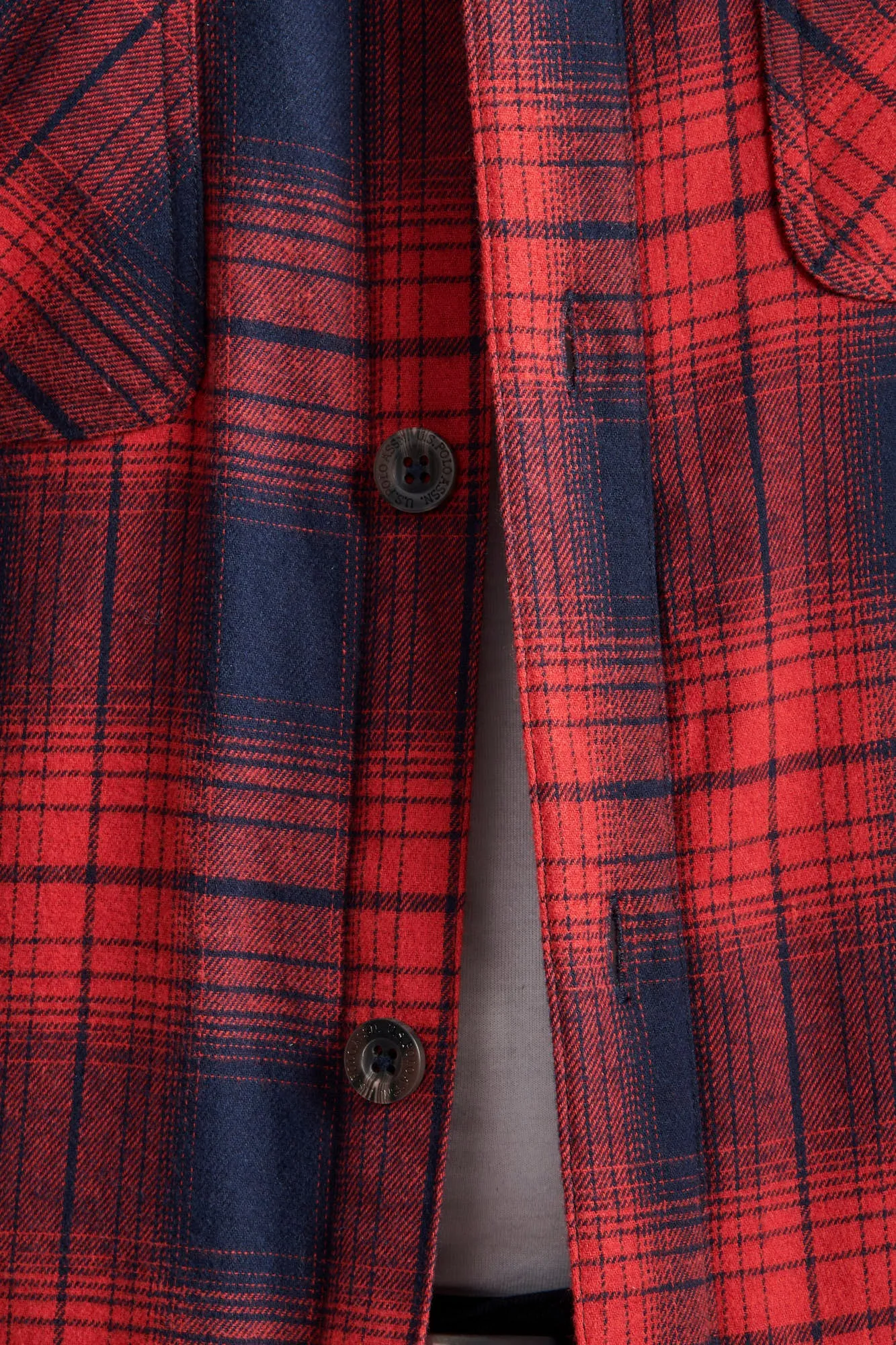 Mens Ombre Brushed Twill Check Shacket in Haute Red