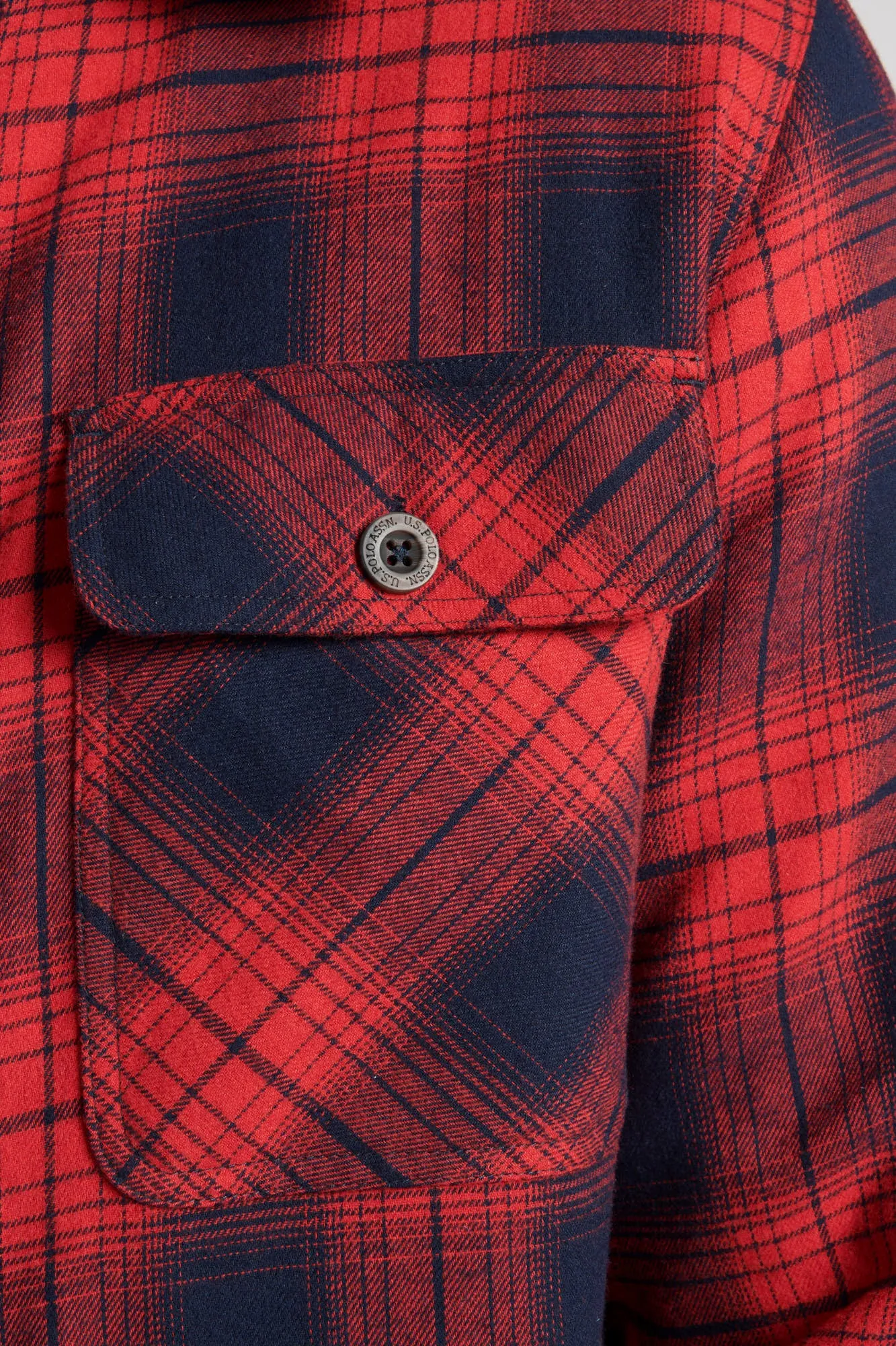 Mens Ombre Brushed Twill Check Shacket in Haute Red