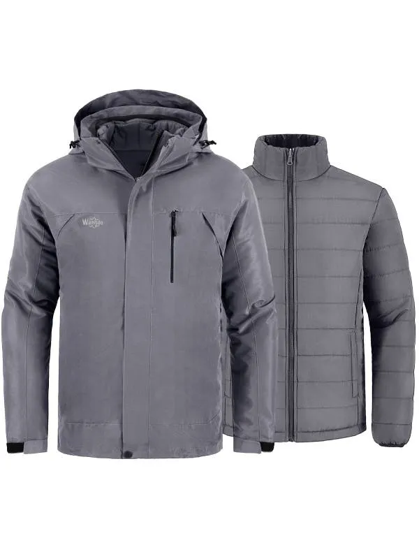 Men's Waterproof 3 in 1 Ski Jacket Warm Winter Coat Alpine I