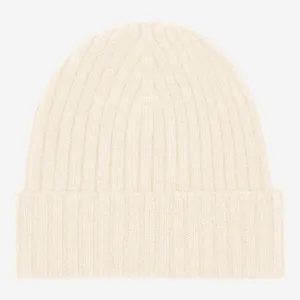 Milano (cream) - 100% cashmere ribbed beanie (unisex)