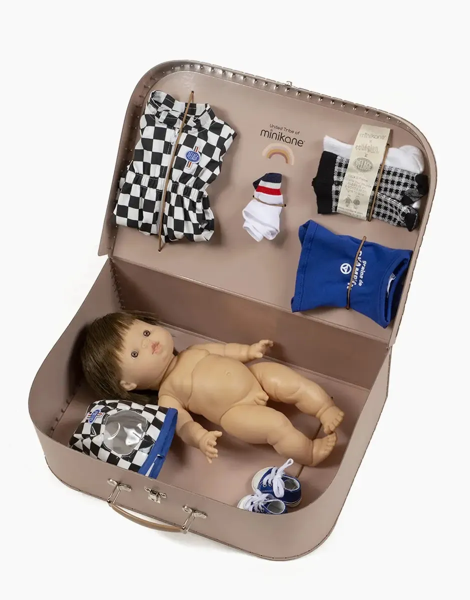 Minikane X Delage Baby Doll(34cm) – Archie with Racing Suitcase