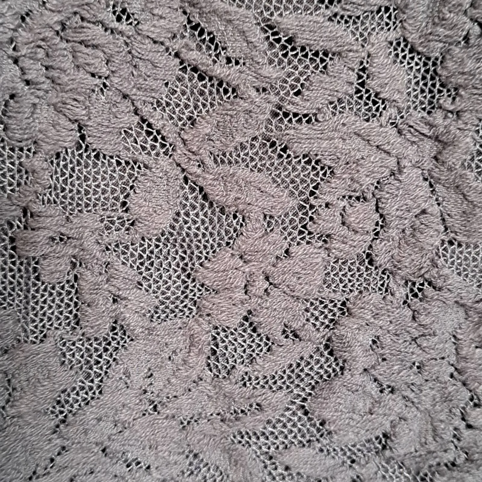 MonoReno Lace Overlay Cardigan Sweater Medium Grey