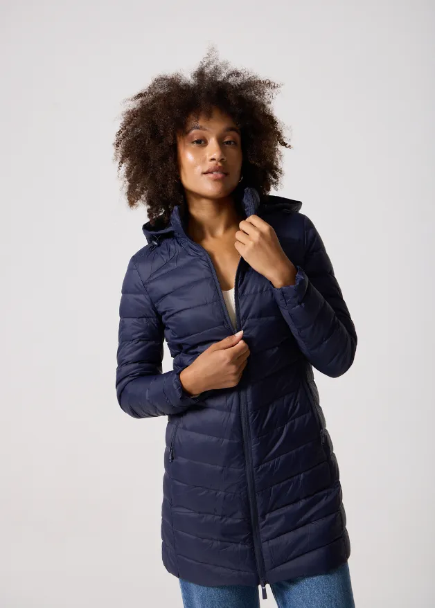 Navy Duck Down Puffer Coat