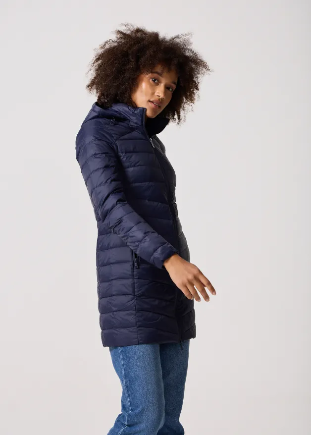 Navy Duck Down Puffer Coat