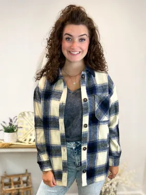 Navy Plaid Flannel Shacket