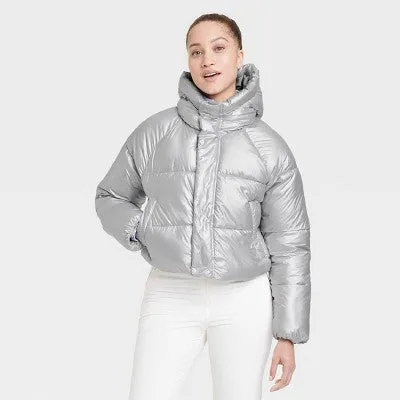 New - All In Motion Women's Cropped Winter Hooded Wind-Resistant Snow Sport Jacket