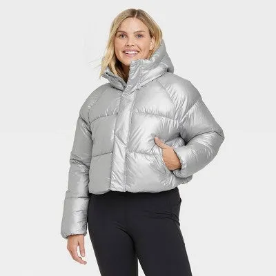 New - All In Motion Women's Cropped Winter Hooded Wind-Resistant Snow Sport Jacket