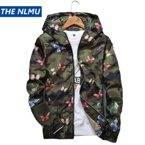 New Autumn Butterfly Print Clothes Men's Hooded Windbreaker Coat