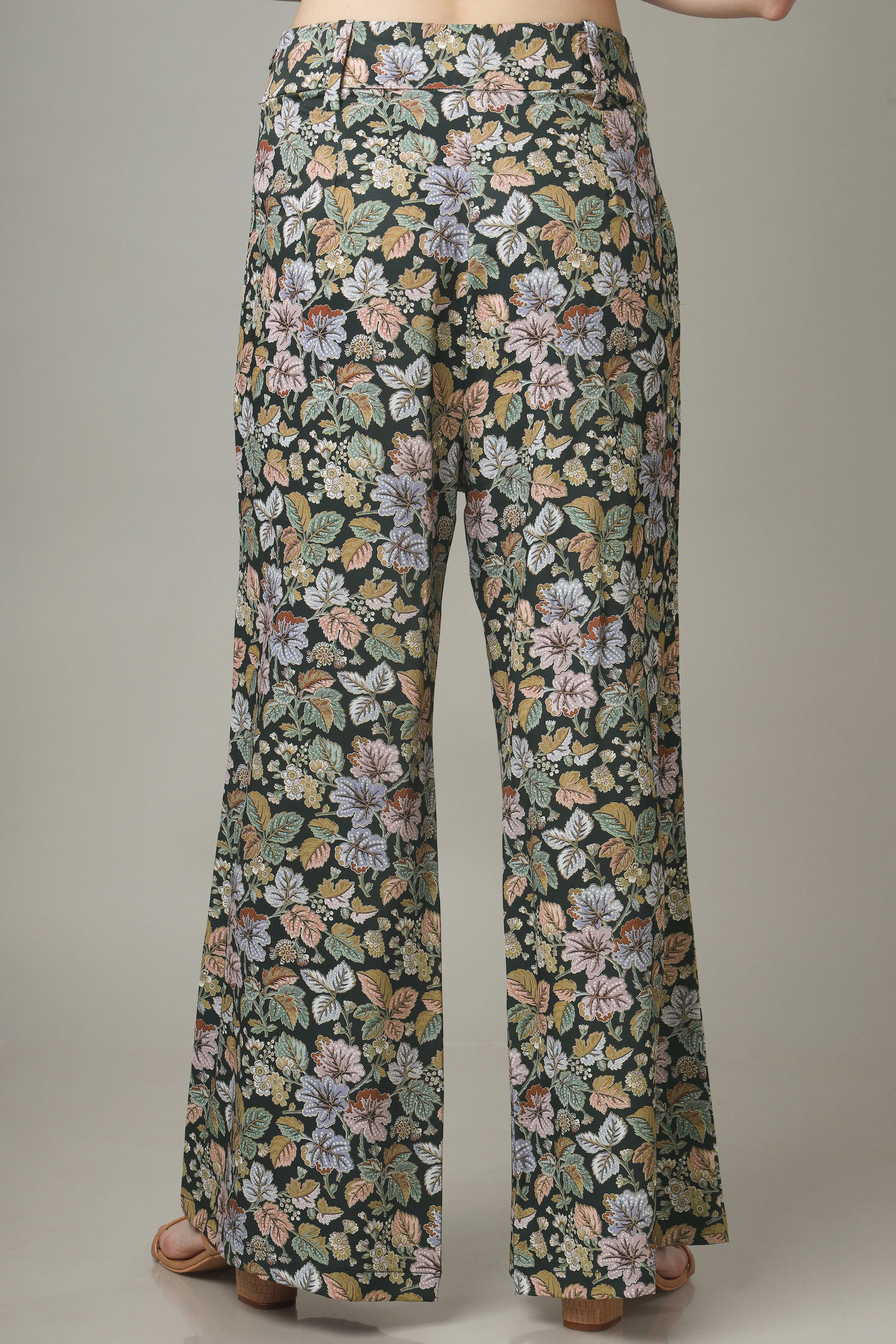 Old School Floral Styling Flared Trouser For Women