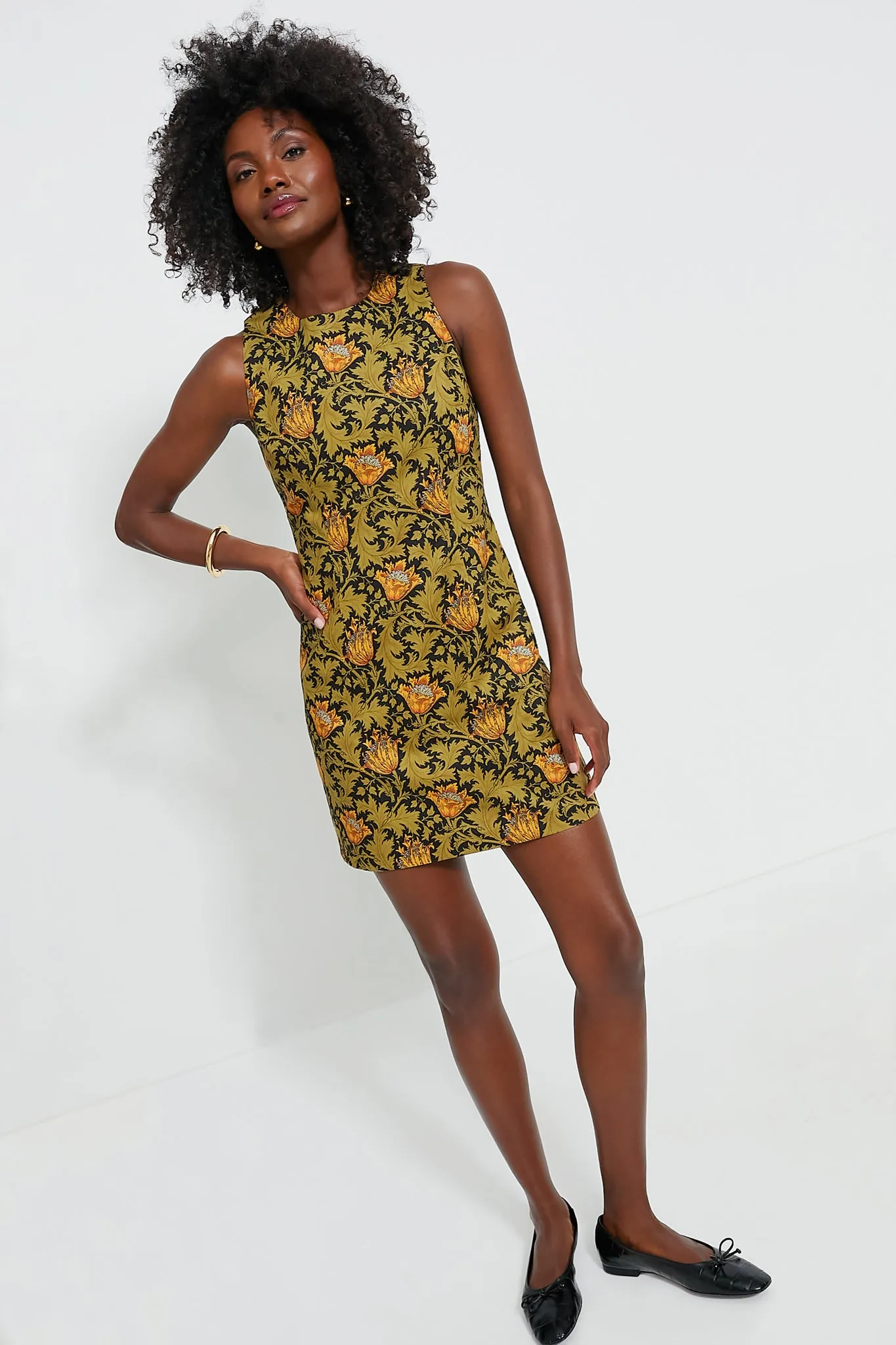 Olive Leafy Floral Lennon Mini Dress