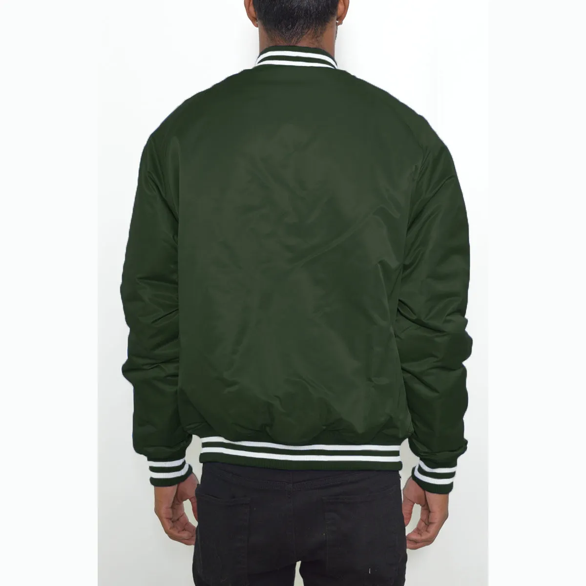 Olive Snap Button Windbreaker Bomber