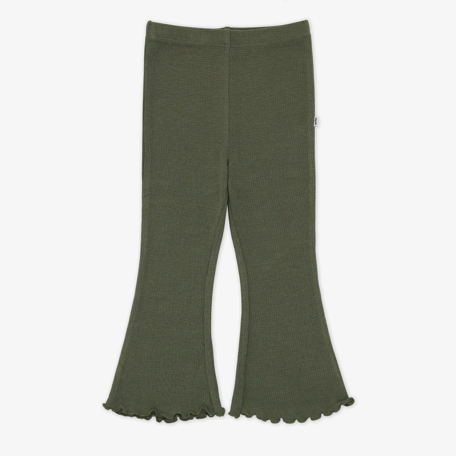 Olive Waffle Flare Pant