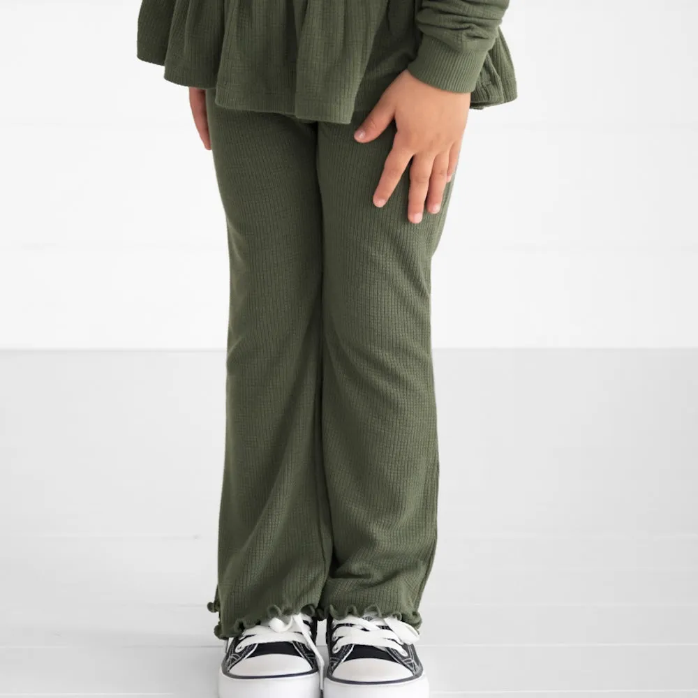 Olive Waffle Flare Pant