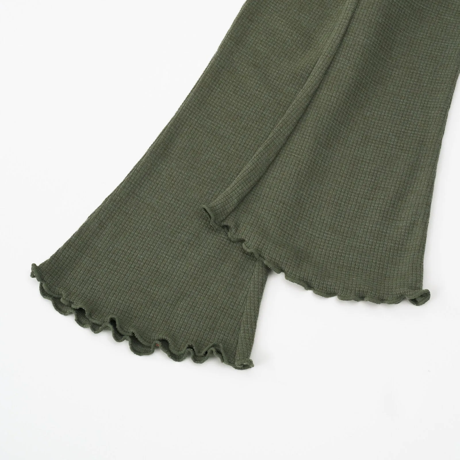 Olive Waffle Flare Pant