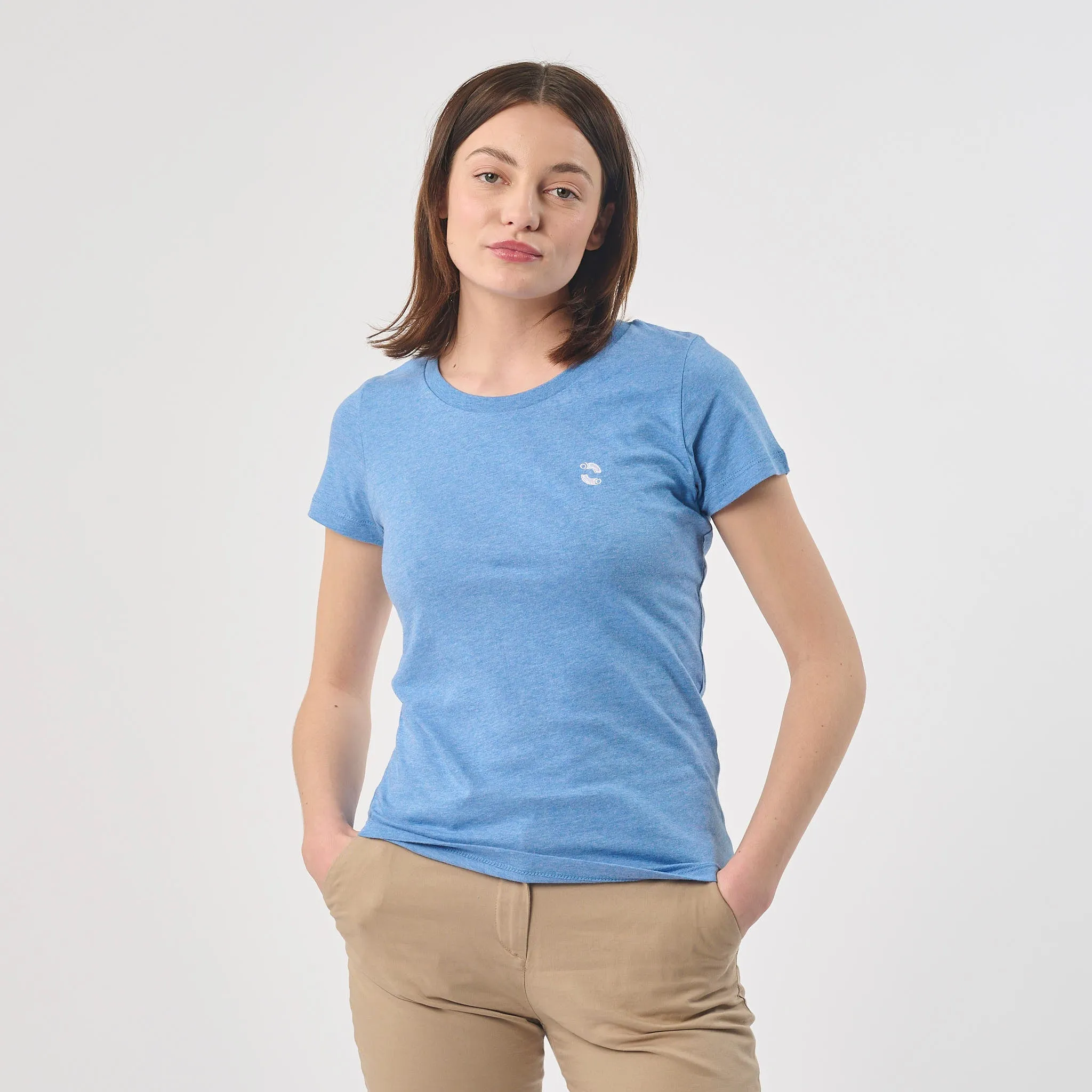 Omnitau Women's Organic Cotton Fitted T-Shirt - Heather Blue