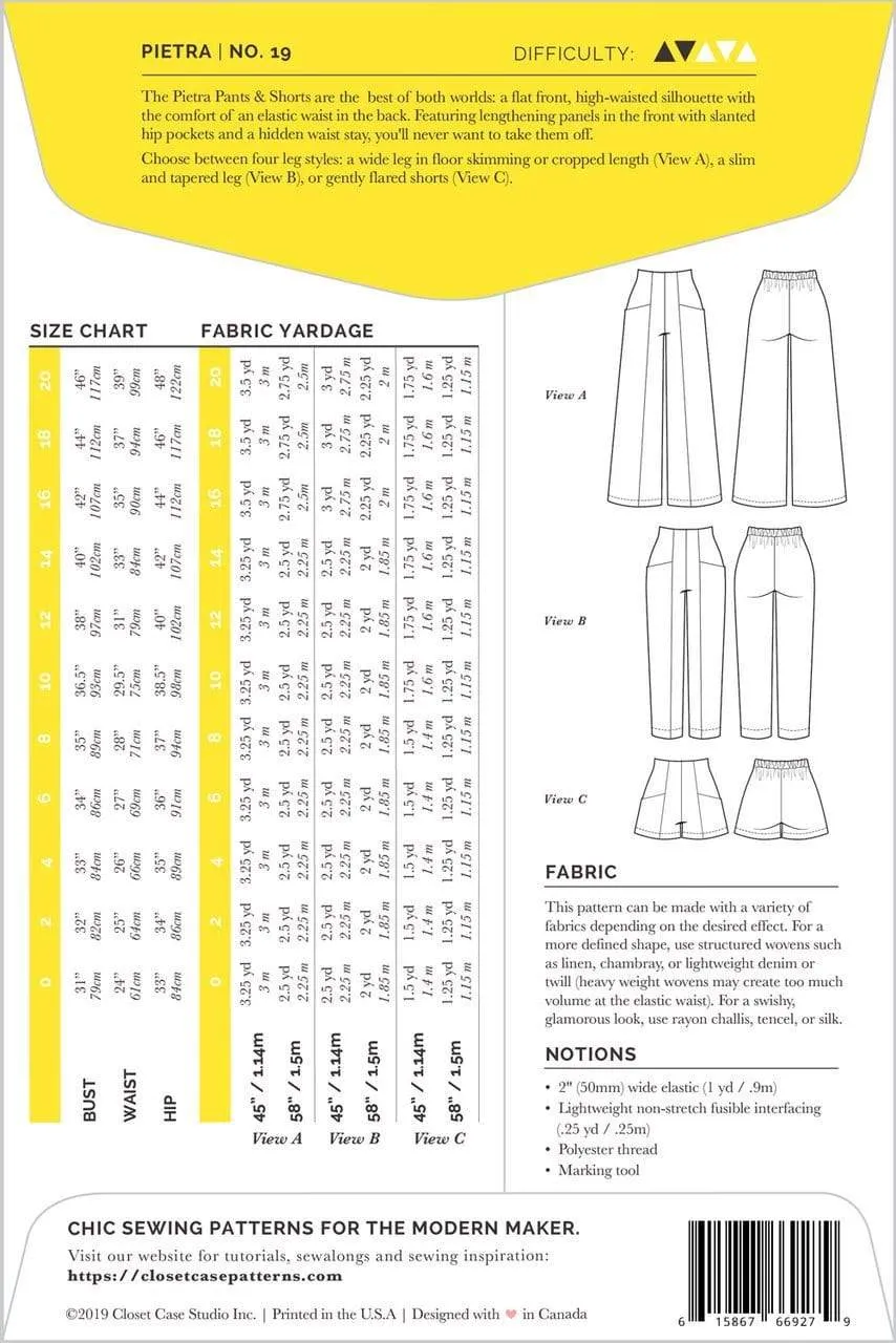 Pietra Pants - Closet Core Patterns - Sizes 0-20