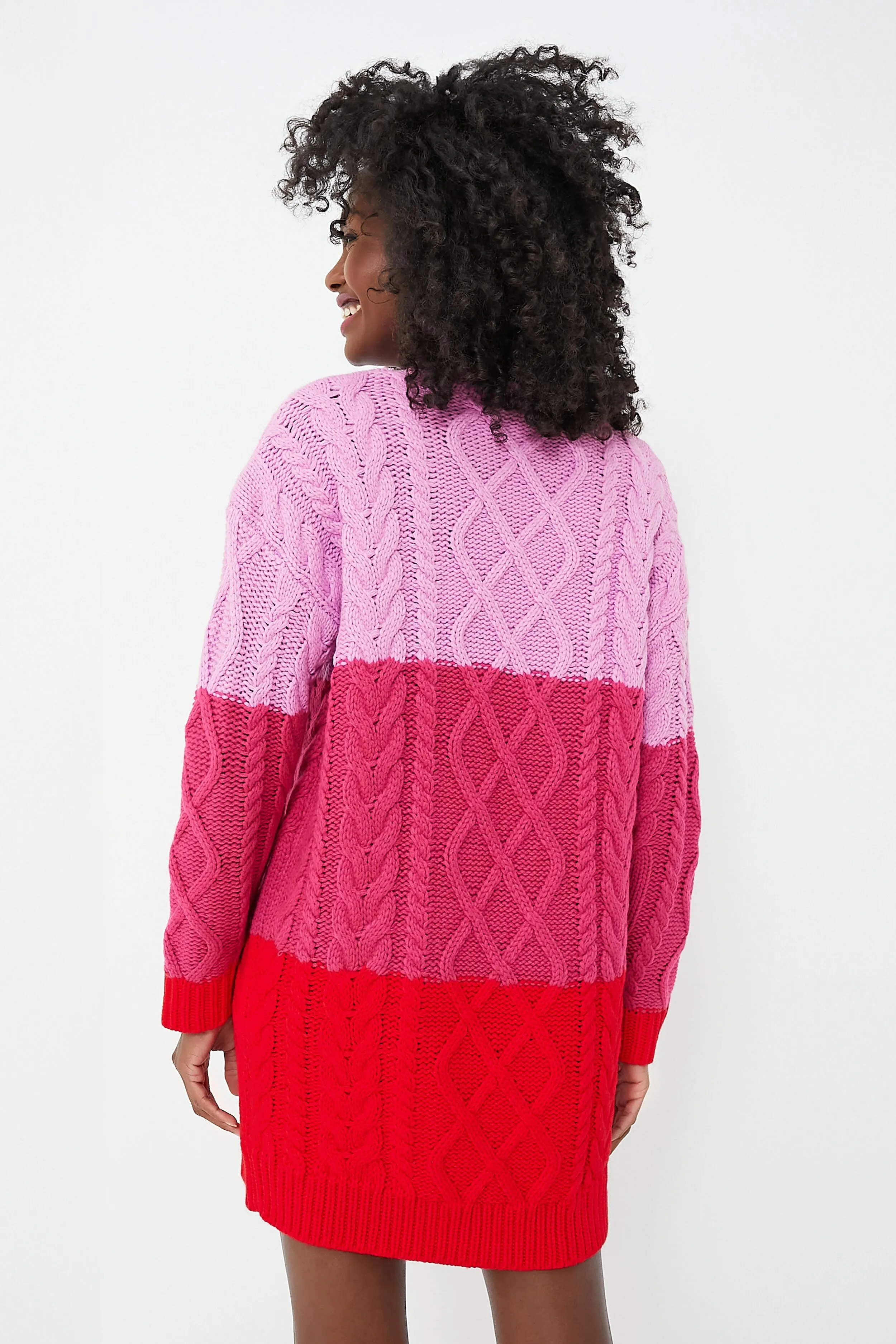 Pink & Red Color Block Scarlett Sweater Dress