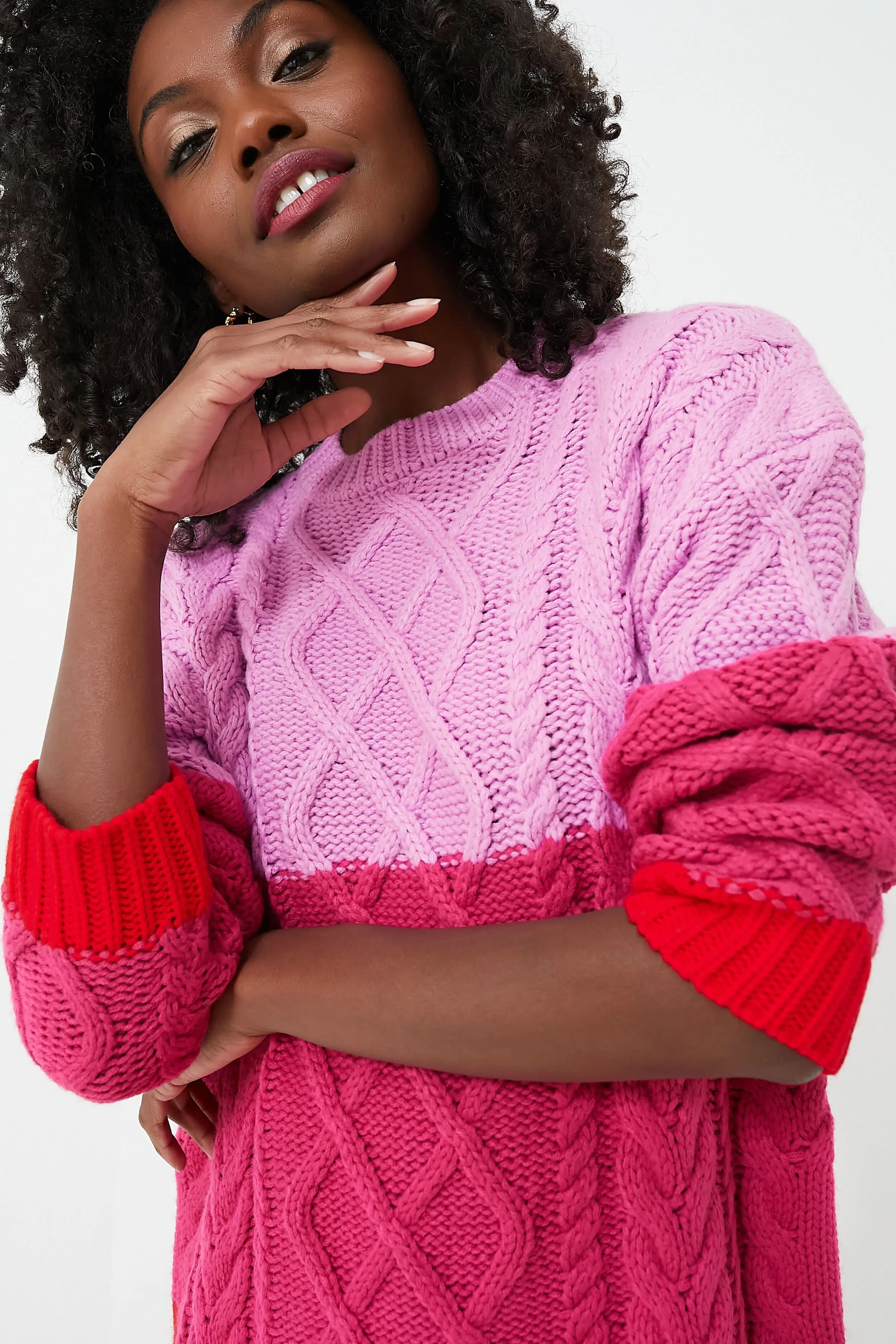 Pink & Red Color Block Scarlett Sweater Dress