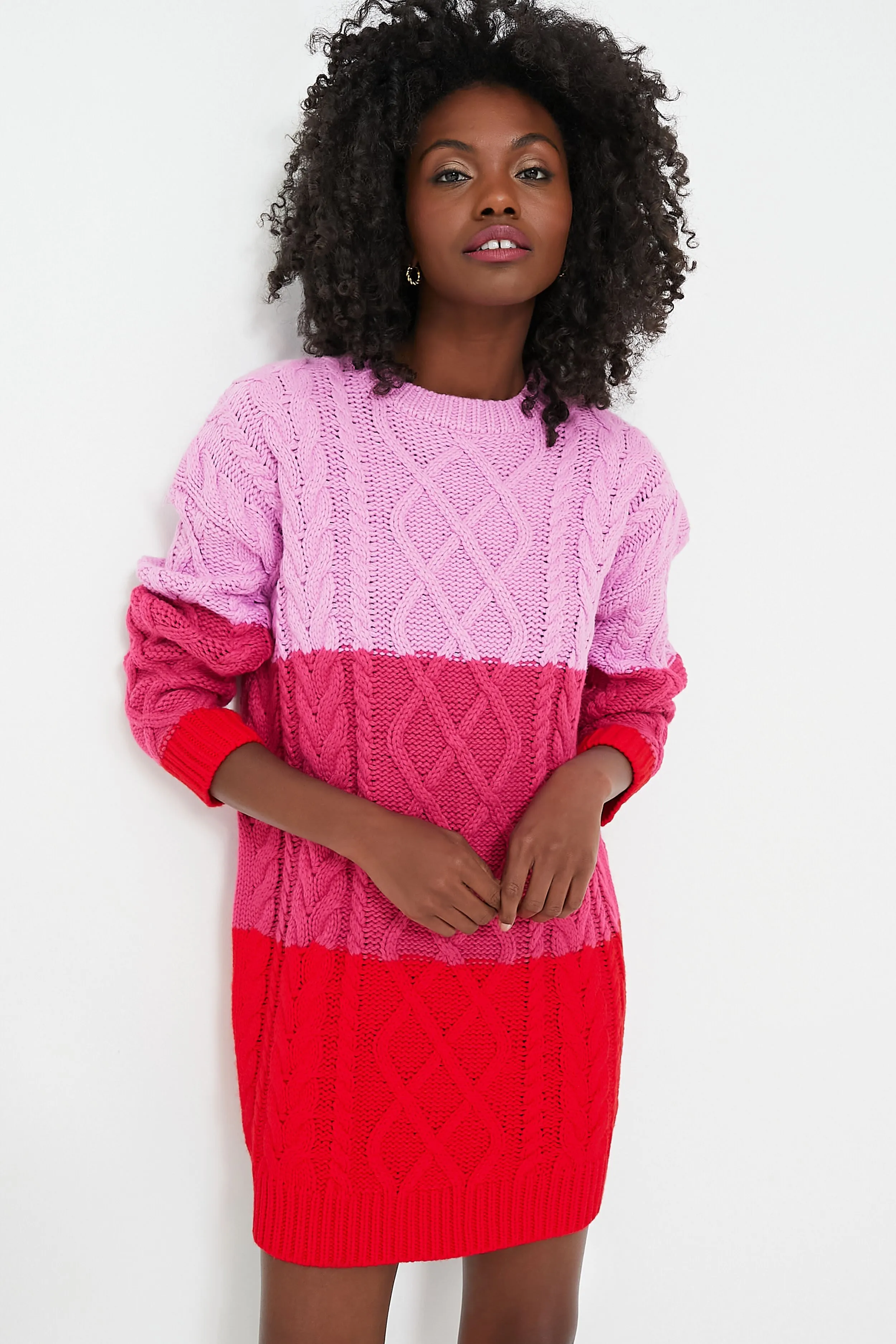 Pink & Red Color Block Scarlett Sweater Dress