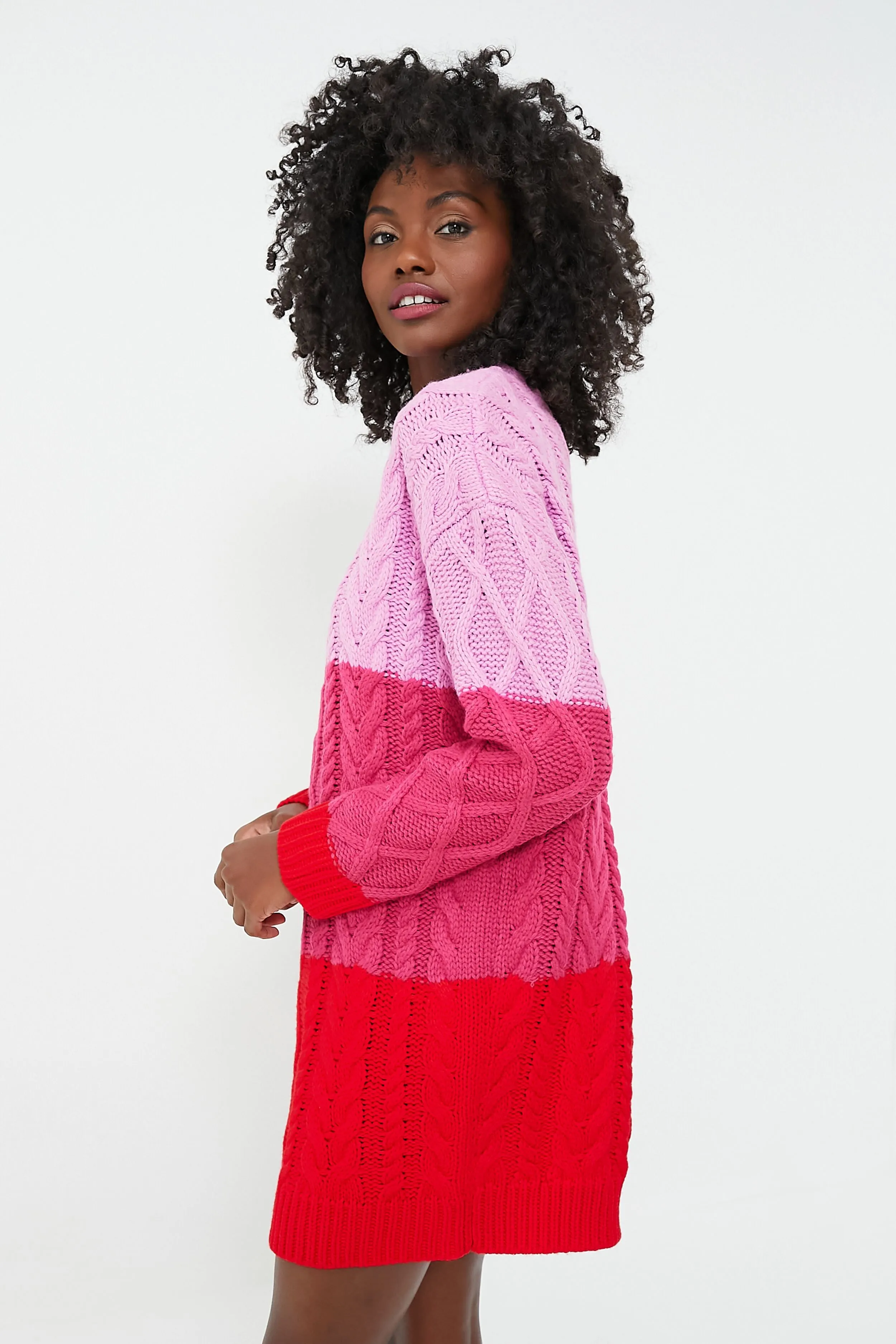 Pink & Red Color Block Scarlett Sweater Dress