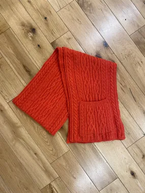 Pippy Lambswool Knitted Scarf in Flame