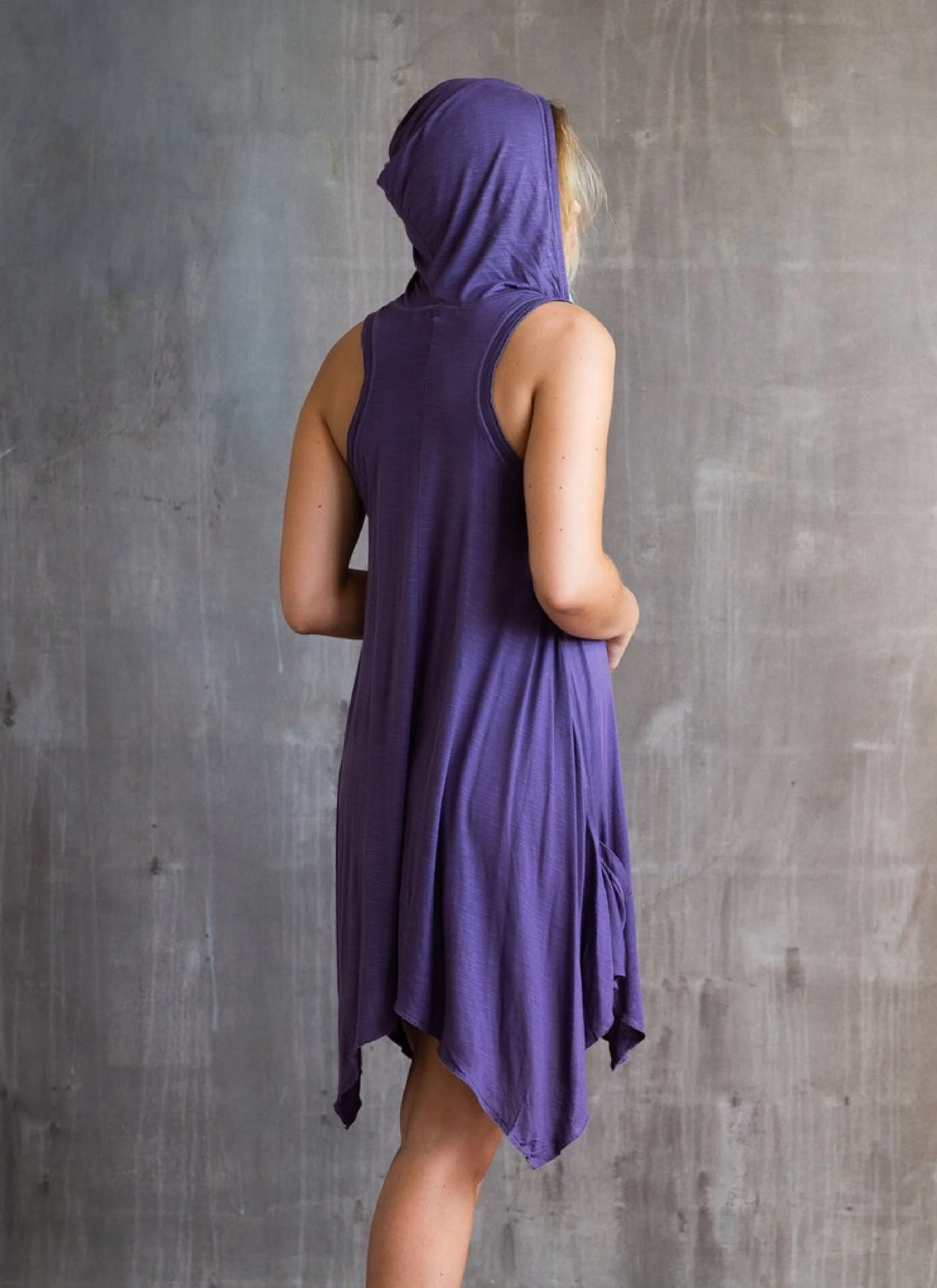 Pixie Hoodie Sleeveless Dress in Amethyst