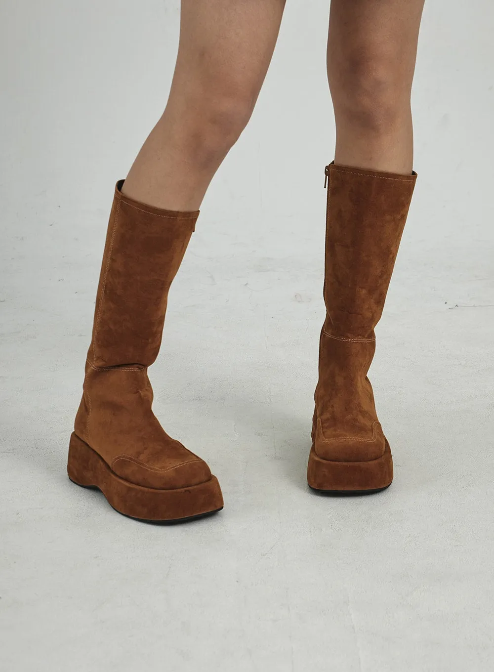 Platform Suede Knee High Boots CD08