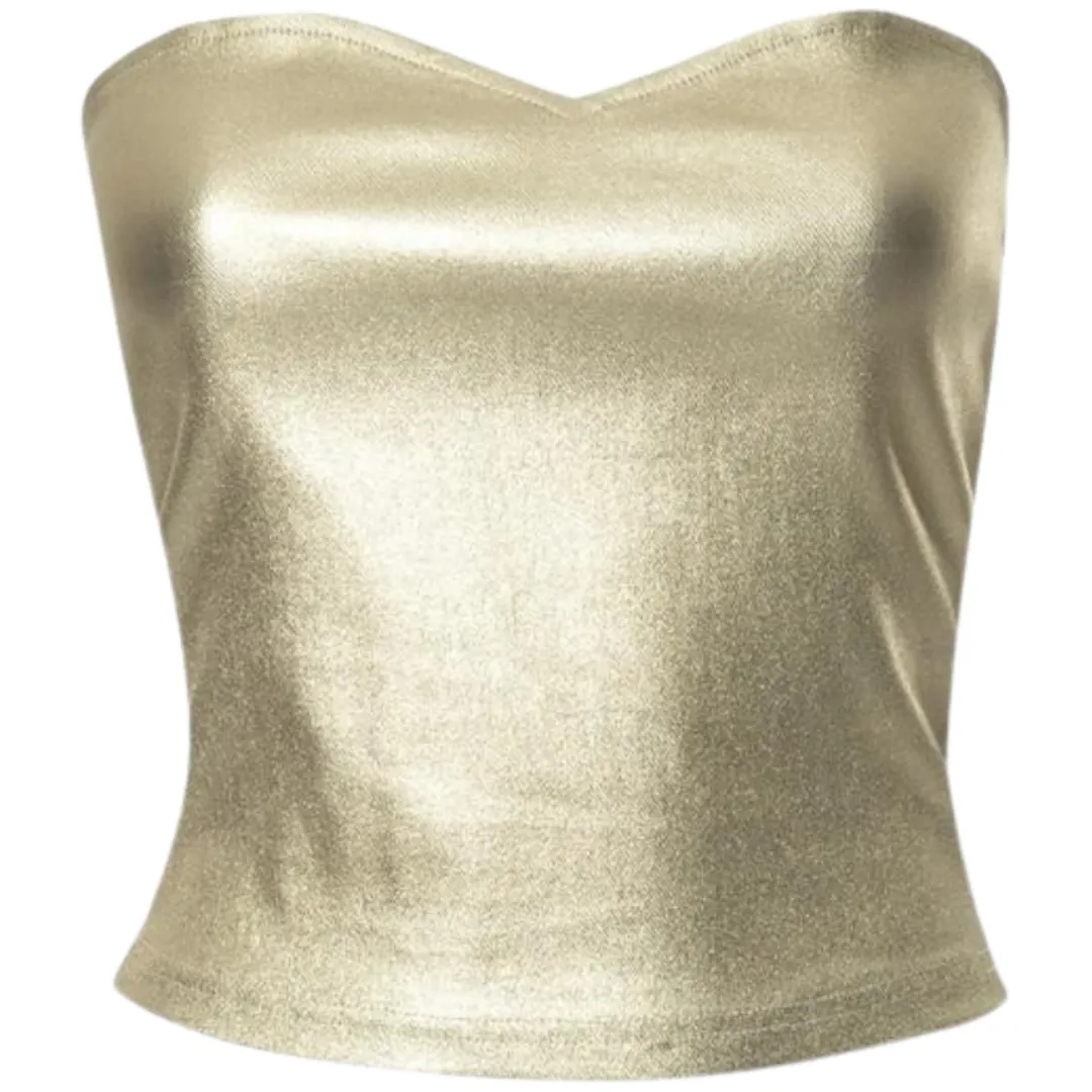 Pre Order:  Strapless Gold Slim Fit Crop Top