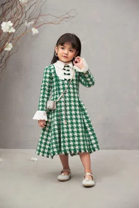 Ratih A-line Collared Neck Tweed Baby Girl Midi Dress