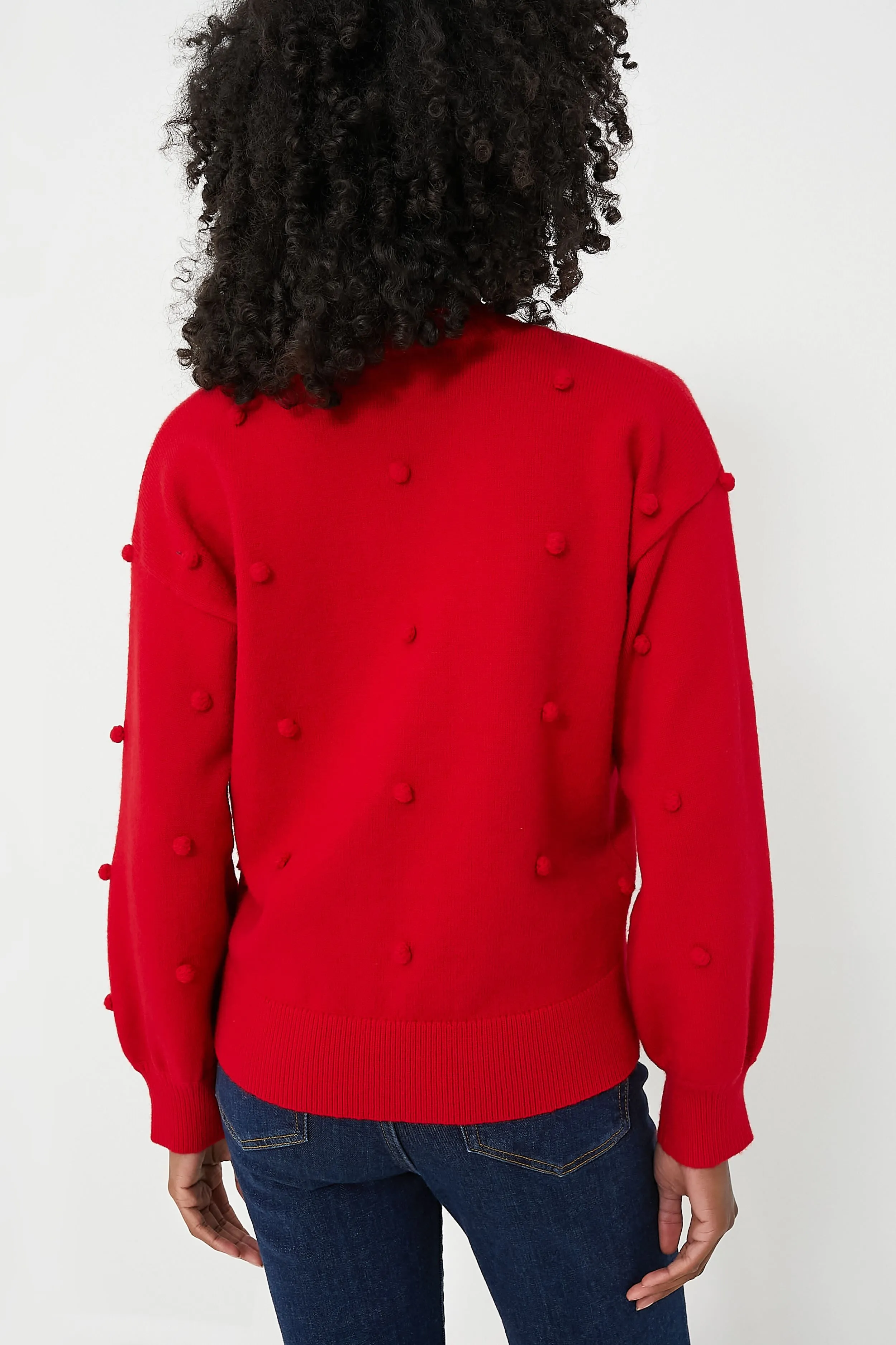 Red Pom Pom Melinda Crewneck Sweater