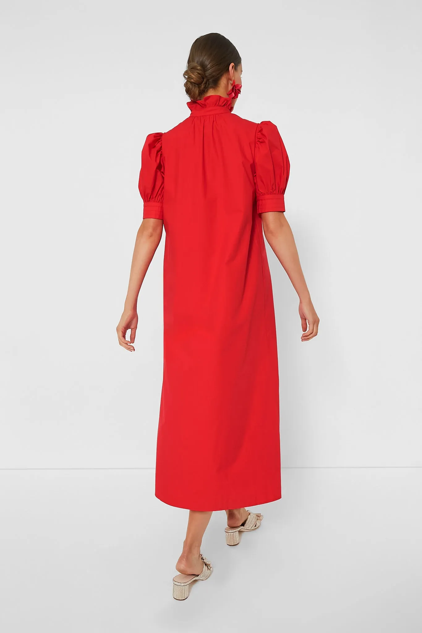 Red Ruffle Collar Louisa Maxi Dress